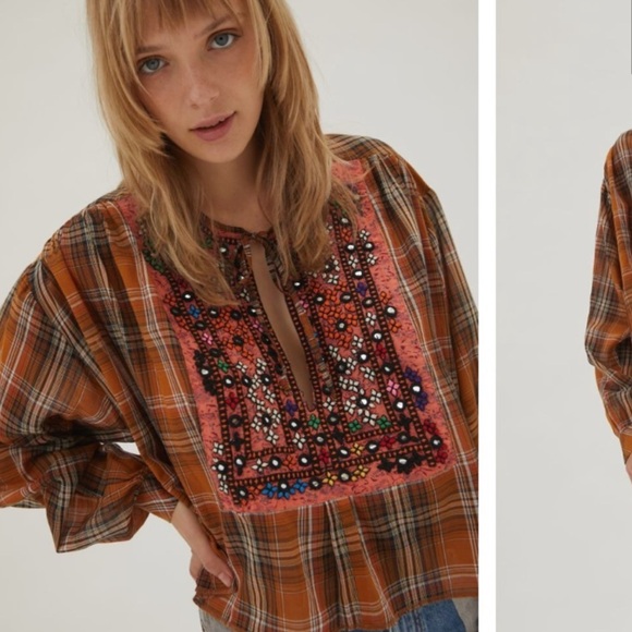 Urban Outfitters Tops - 🧱 {PRICE FIRM} UO Kimchi Blue Ryder Embroidered Plaid Top